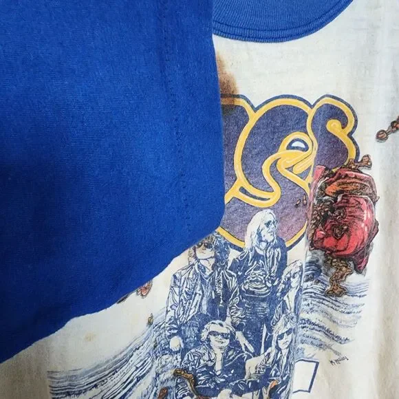 Yes Tourmato 1978 Tour Band Single Stitch Vintage Shirt‎ Blue Sleeves Large L - Picture 7 of 9